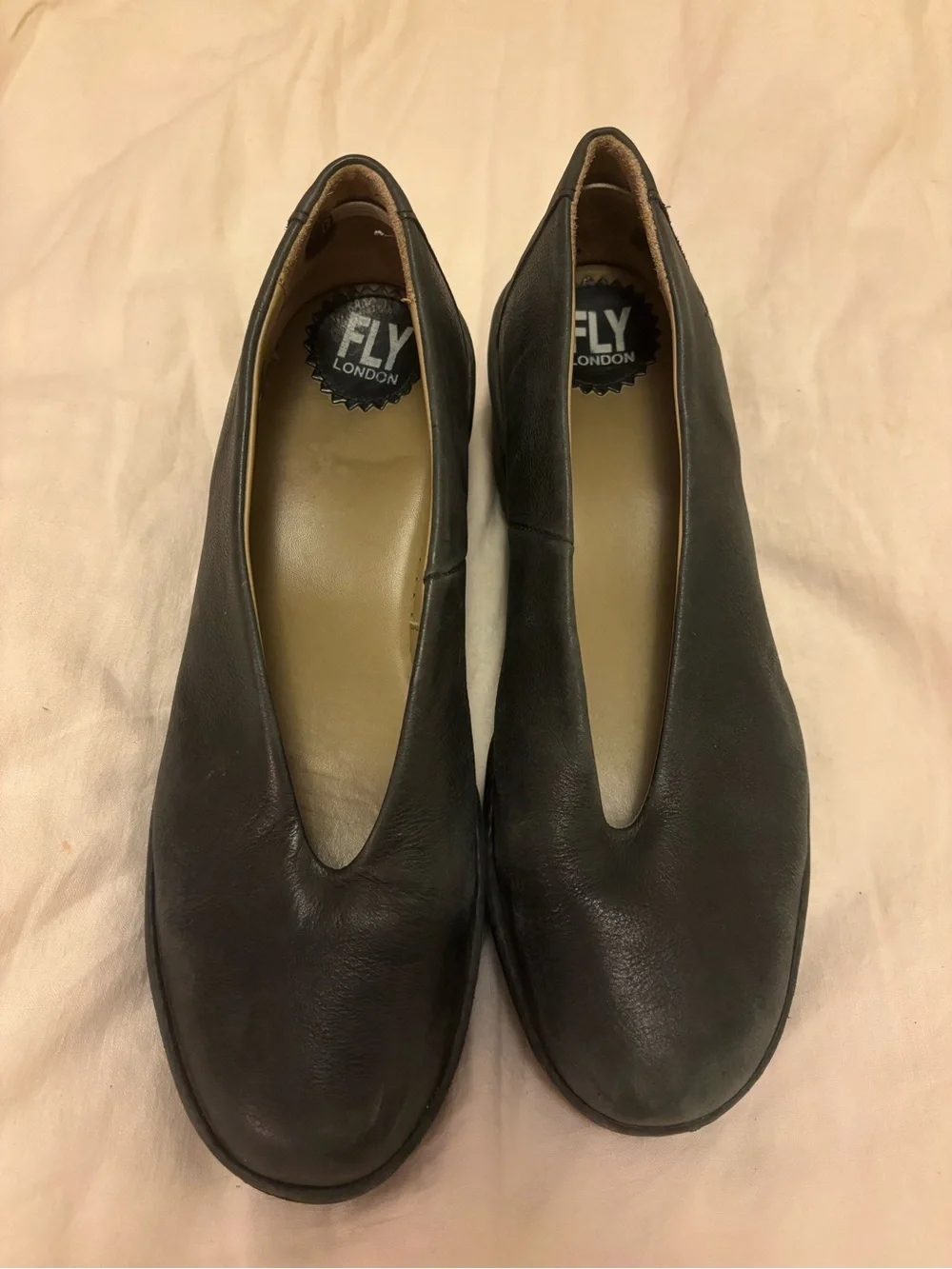 Fly London Black Leather Platform Slip-On